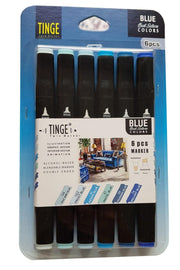 Marker Pen - Set of 6 Blue Blue Colors -