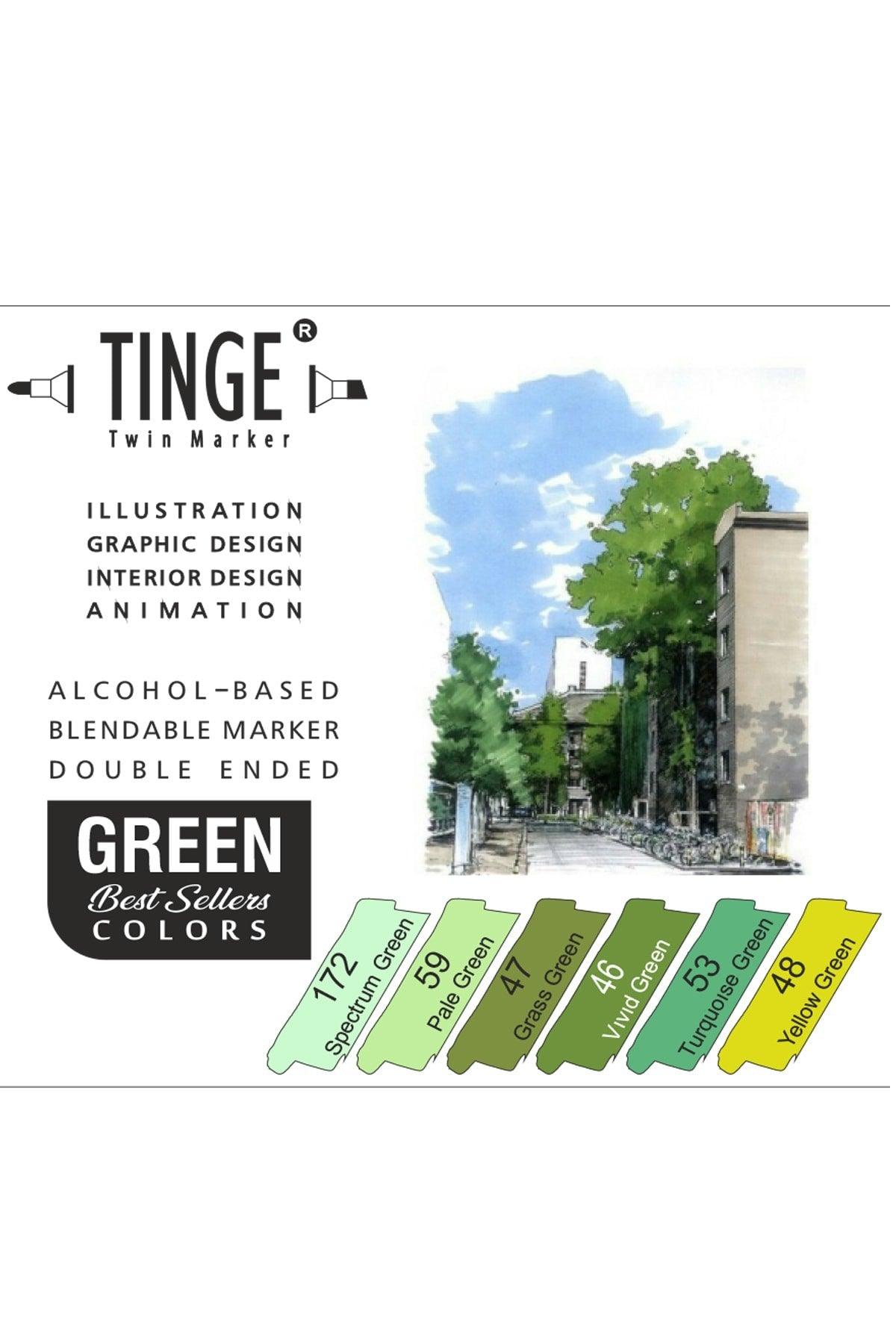 Marker Pen 6 Pcs. Green Color Set