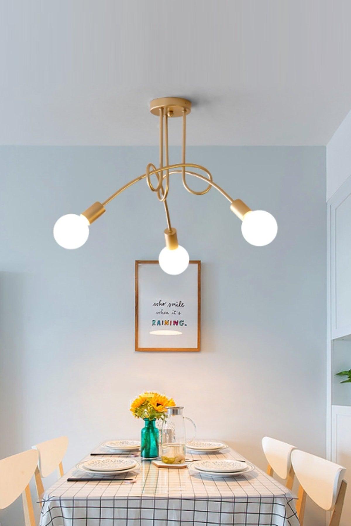 Marla Modern Gold Tumbled Color Design Triple Chandelier - Swordslife
