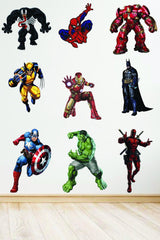 Marvel Avengers Hulk Ironman Batman Wolverine Venom Captain America Spider-Man Wall Sticker Set - Swordslife
