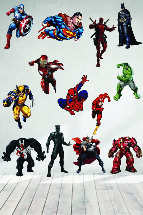 Marvel Avengers Sticker Batman Superman Hulk Volverine Thor Ironman Spiderman Wall Sticker Set - Swordslife