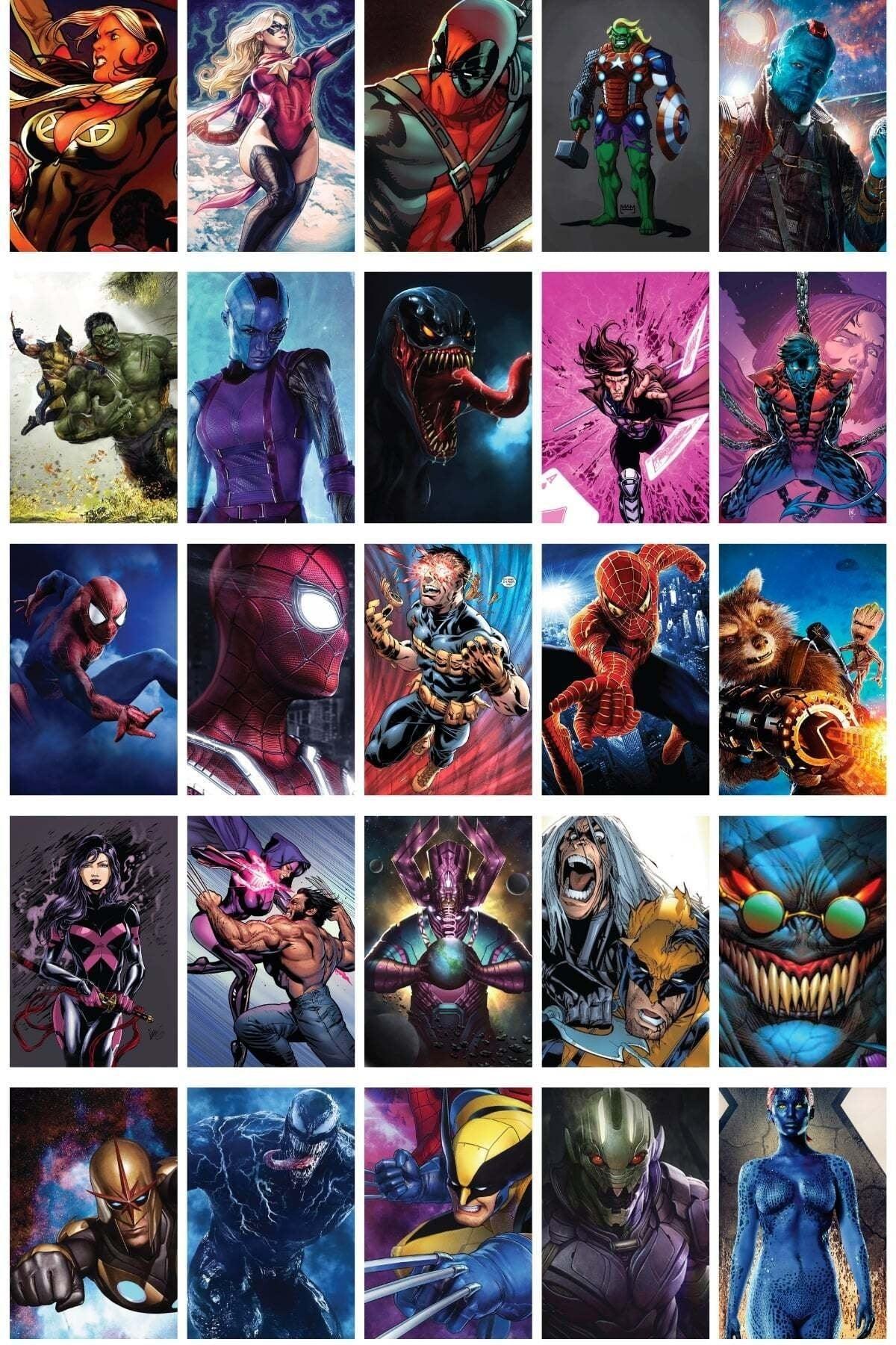 Marvel Heroes Drawing Poster Set - Collage Set - 110 Pieces - Adhesive Back 10cm*15cm - Boxed - Swordslife