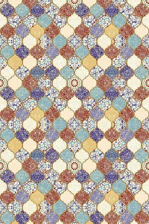 Table Cloth Stain Resistant Thai Feather Velvet Washable Stain Resistant Fabric Tile Patterned Mso200 - Swordslife
