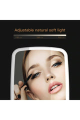 Desktop Touch Makeup Mirror With Led Light White Color Make Up Mirror - Swordslife