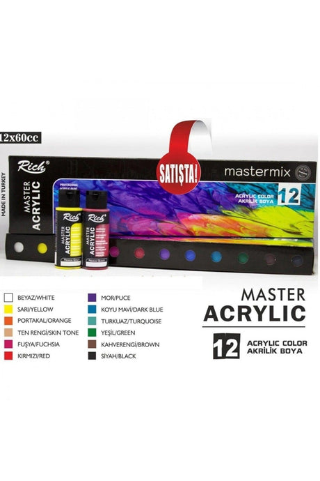 Mastermix Acrylic Paint 12 Colors X 60 Cc.