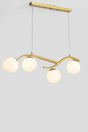 Matte Gold Case White Glass Lined Quadruple Chandelier - Swordslife