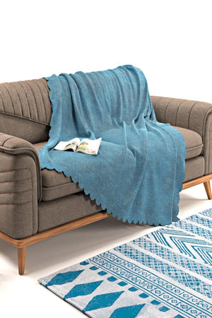 Blue Double Sided Non-Slip Chenille Single Sofa Cover - Swordslife