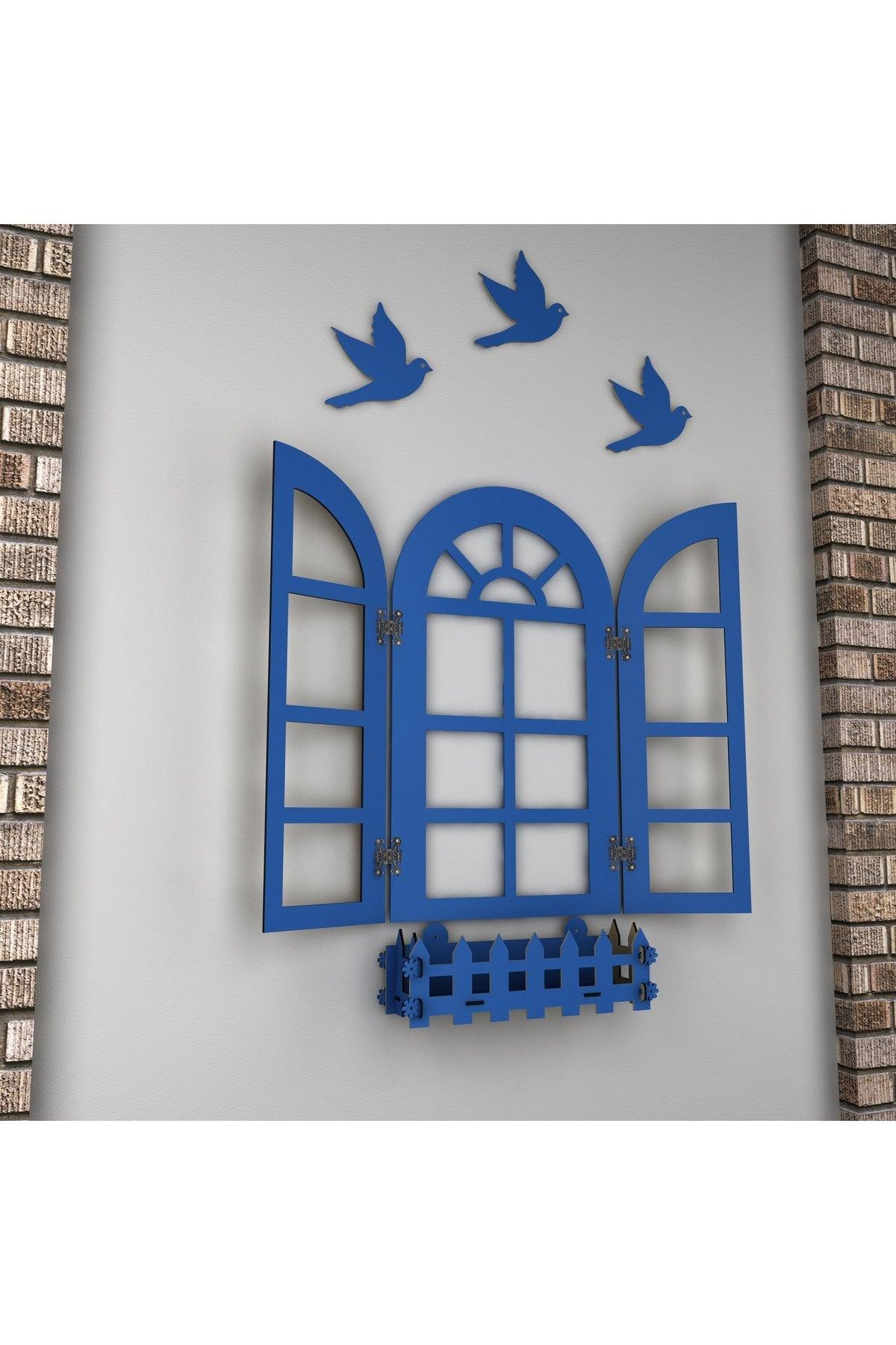 Blue Decorative Wood(3MM MDF) Decor Blinds Window Home Gift (60CM X 60CM) Blue Shutter Window - Swordslife