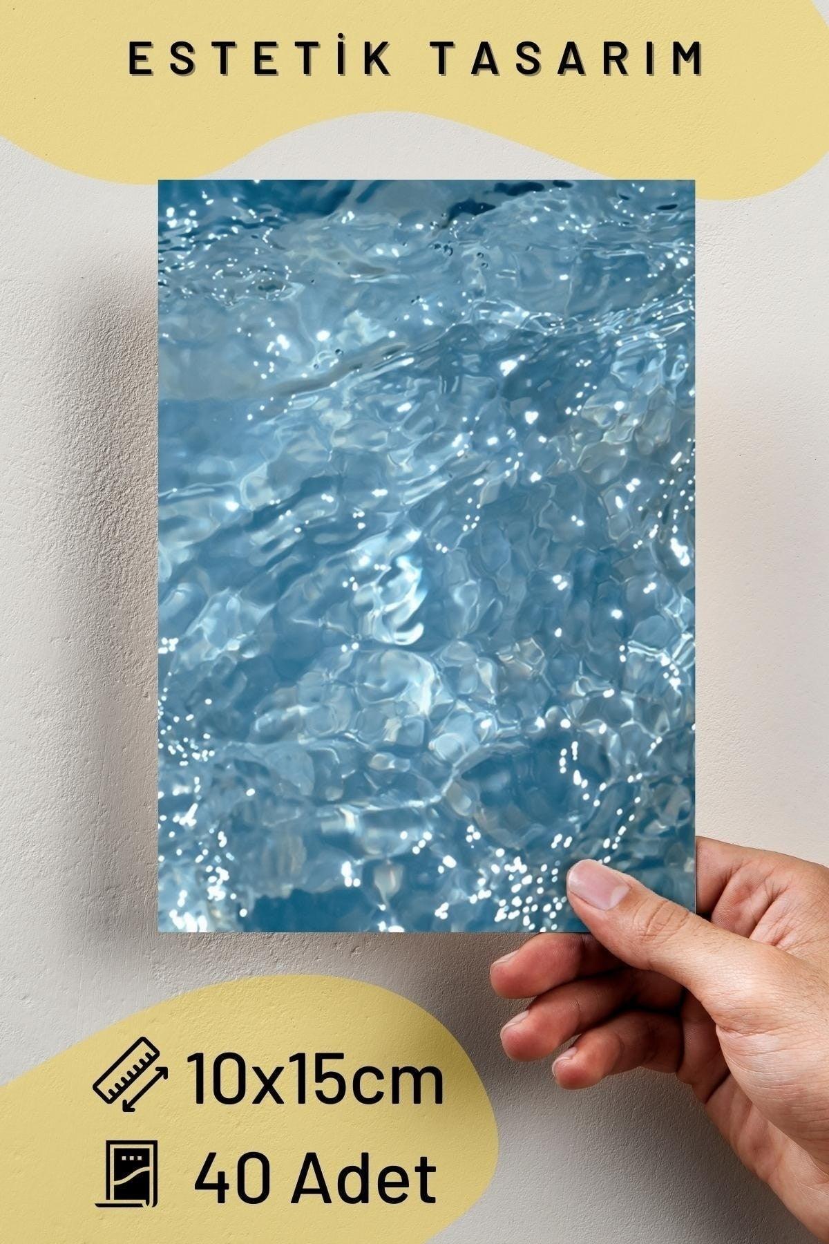 Blue Wall Poster Collage Set - 40 Pieces - Adhesive Back Poster Set - 10cm*15cm - Set with Box - Swordslife