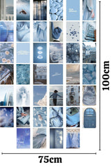 Blue Wall Poster Collage Set - 40 Pieces - Adhesive Back Poster Set - 10cm*15cm - Set with Box - Swordslife