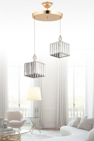 Maya 2 Gold K-10 Crystal Stone Chandelier - Swordslife