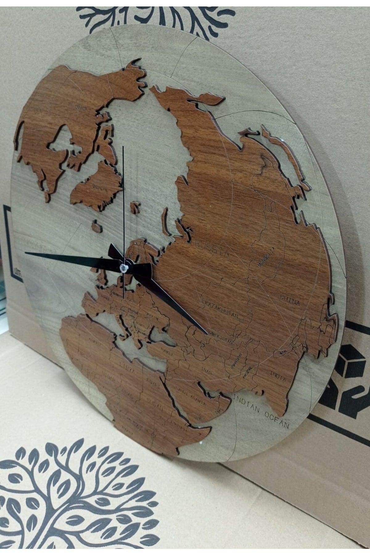 Mdf World Map Wall Clock