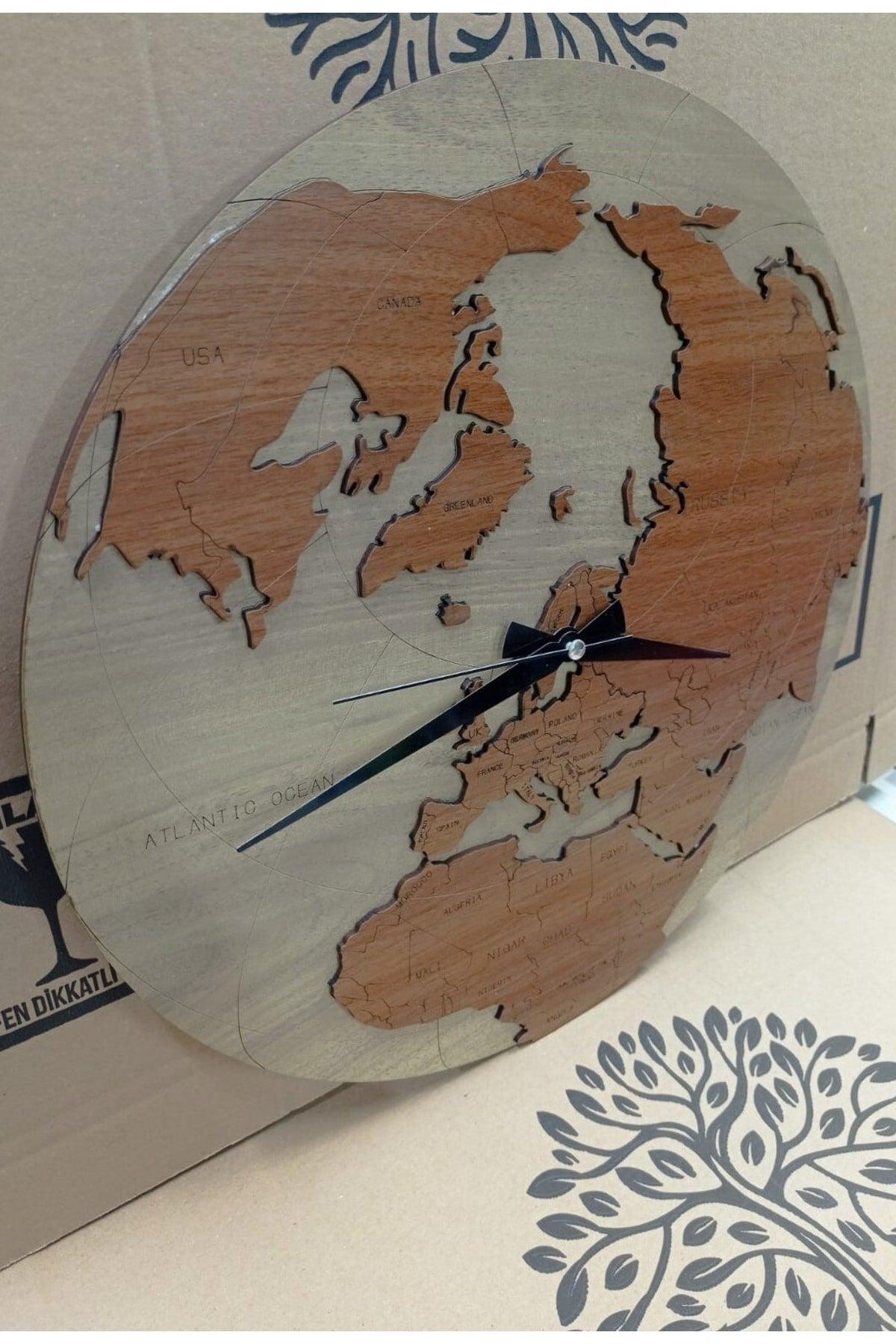 Mdf World Map Wall Clock