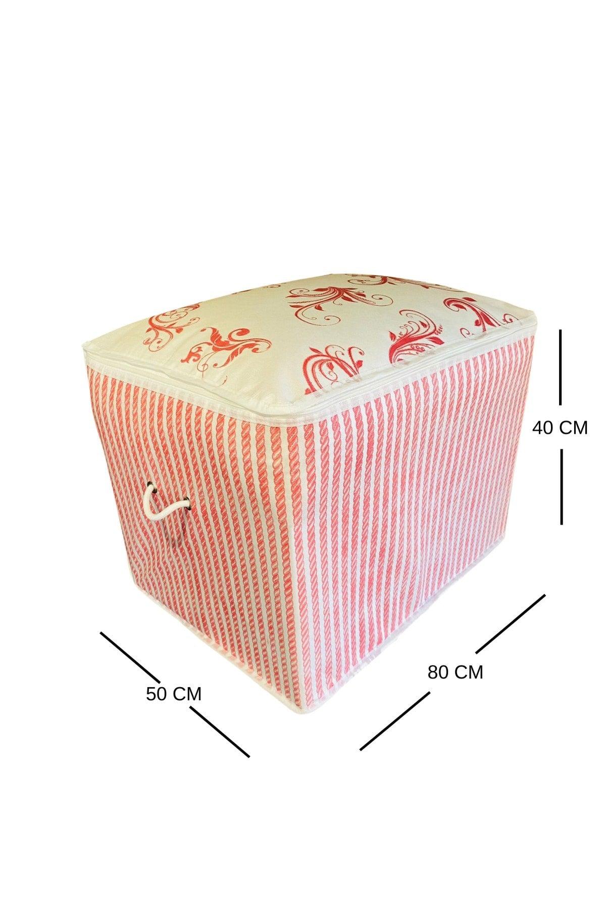 Mega Size Flower Pattern Red Printed Decorative Storage Bag 80 X 50 X 40 - Swordslife