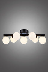 Mehir 7 Li Black Plafonyer White Glass Chandelier - Swordslife