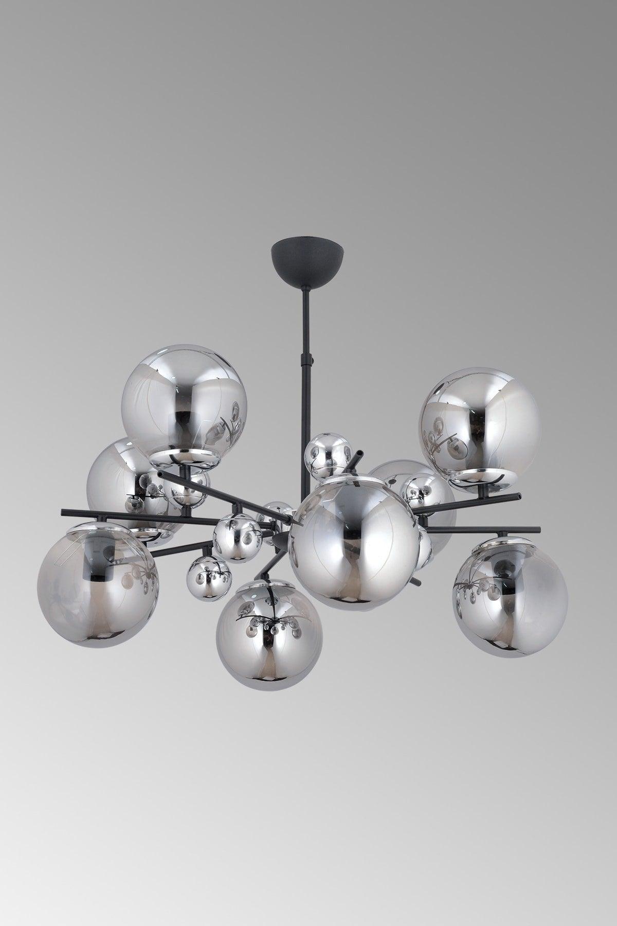 Melisa 8 Li Modern Smoked Globe Glass Pendant Lamp