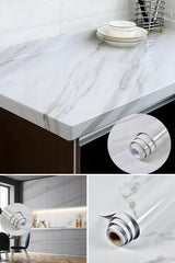 Marble Pattern Veneer Kitchen Bathroom Cabinet Counter Top Foil White 60 X 100 - Swordslife