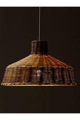 Merve 34x22 cm. Cream & Light Brown Rattan Pendant Lamp - Swordslife