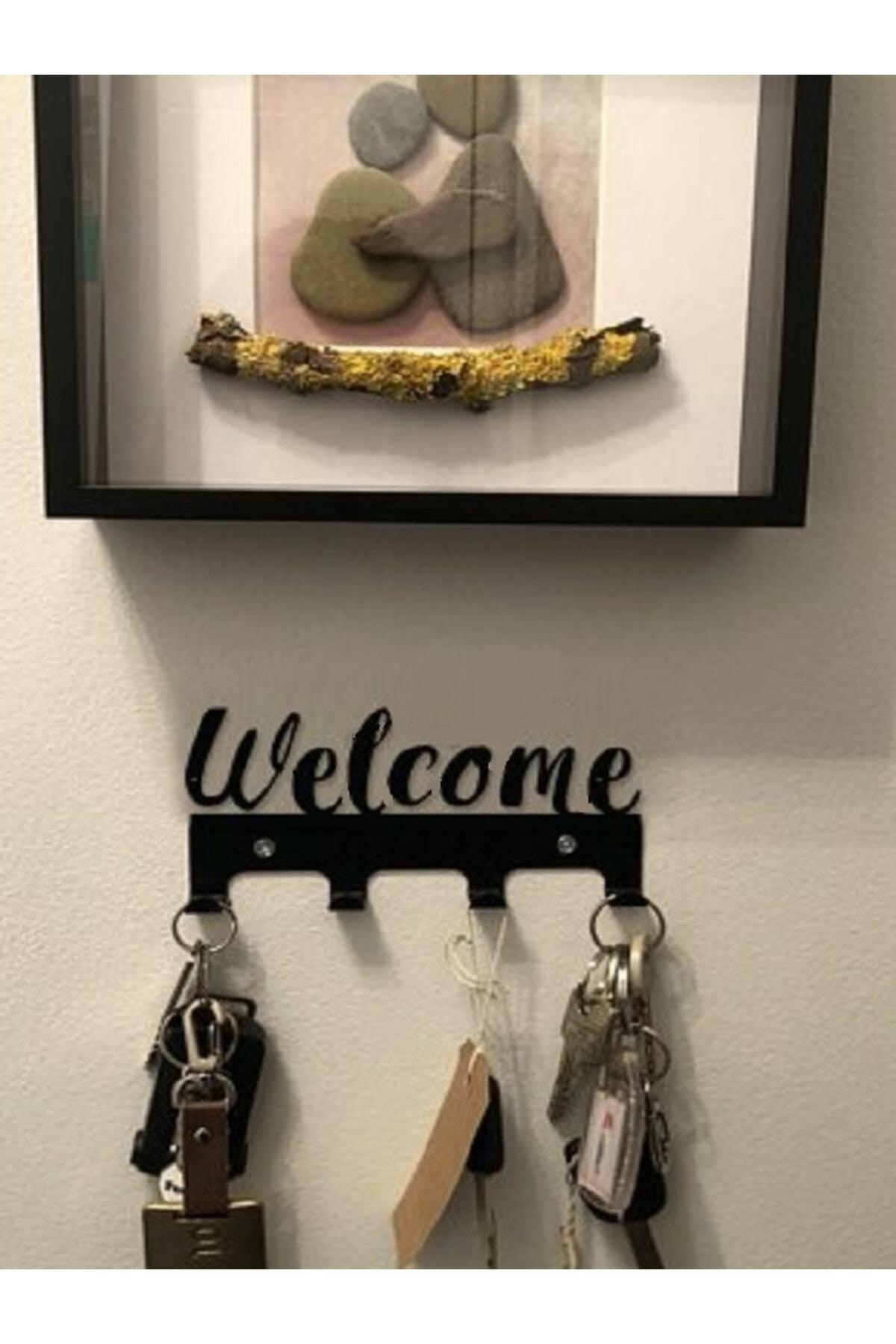 Metal Black Welcome Written Decorative Key Holder - Swordslife