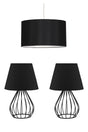 Metal Body Double Lampshade And Pendant Lamp Chandelier Set Black Fabric Bedroom Set - Swordslife