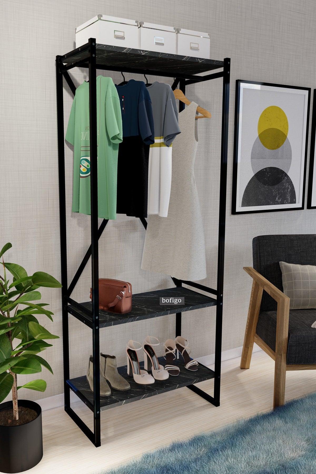 Metal Coat Rack Clothes Rack Cloakroom Shoe Rack Bendir - Swordslife