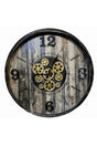 Metal Oven Painted Glass Wall Clock with Active Wheel - Swordslife