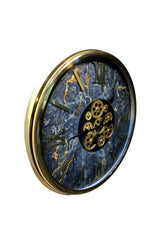 Metal Gold Plated Glass Wall Clock with Active Wheel - Swordslife