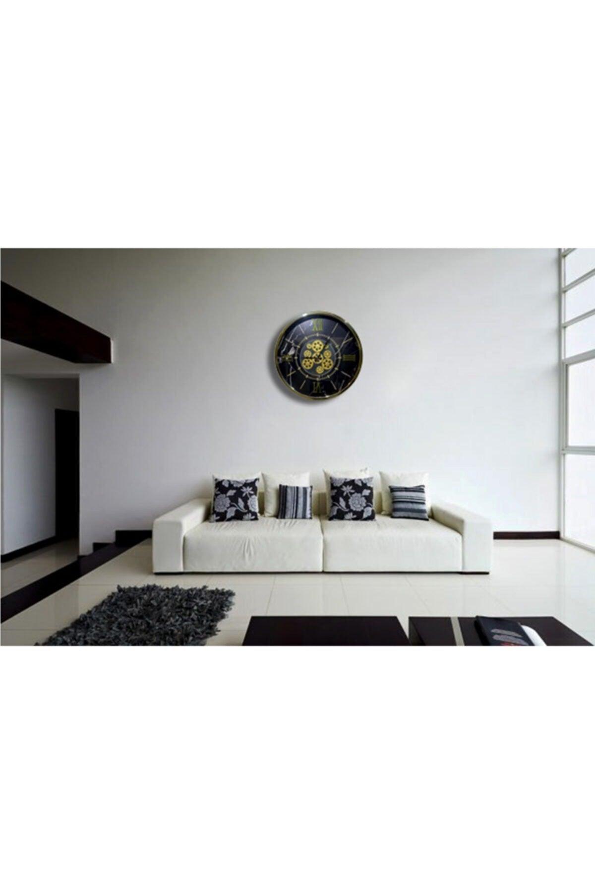 Metal Gold Plated Glass Wall Clock with Active Wheel - Swordslife