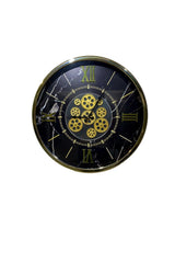 Metal Gold Plated Glass Wall Clock with Active Wheel - Swordslife