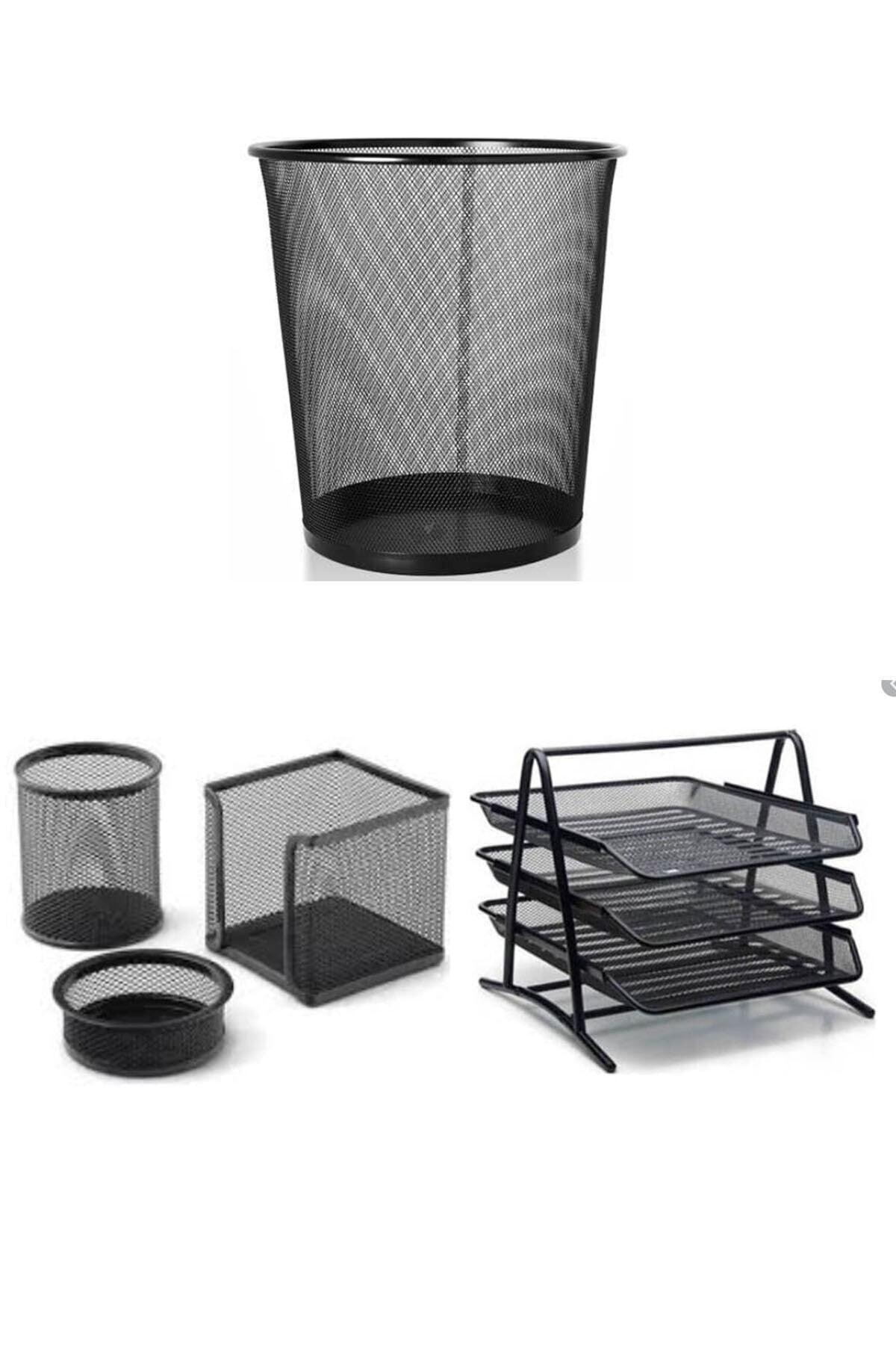 Metal Office Set Dustbin + Document Rack + Desk