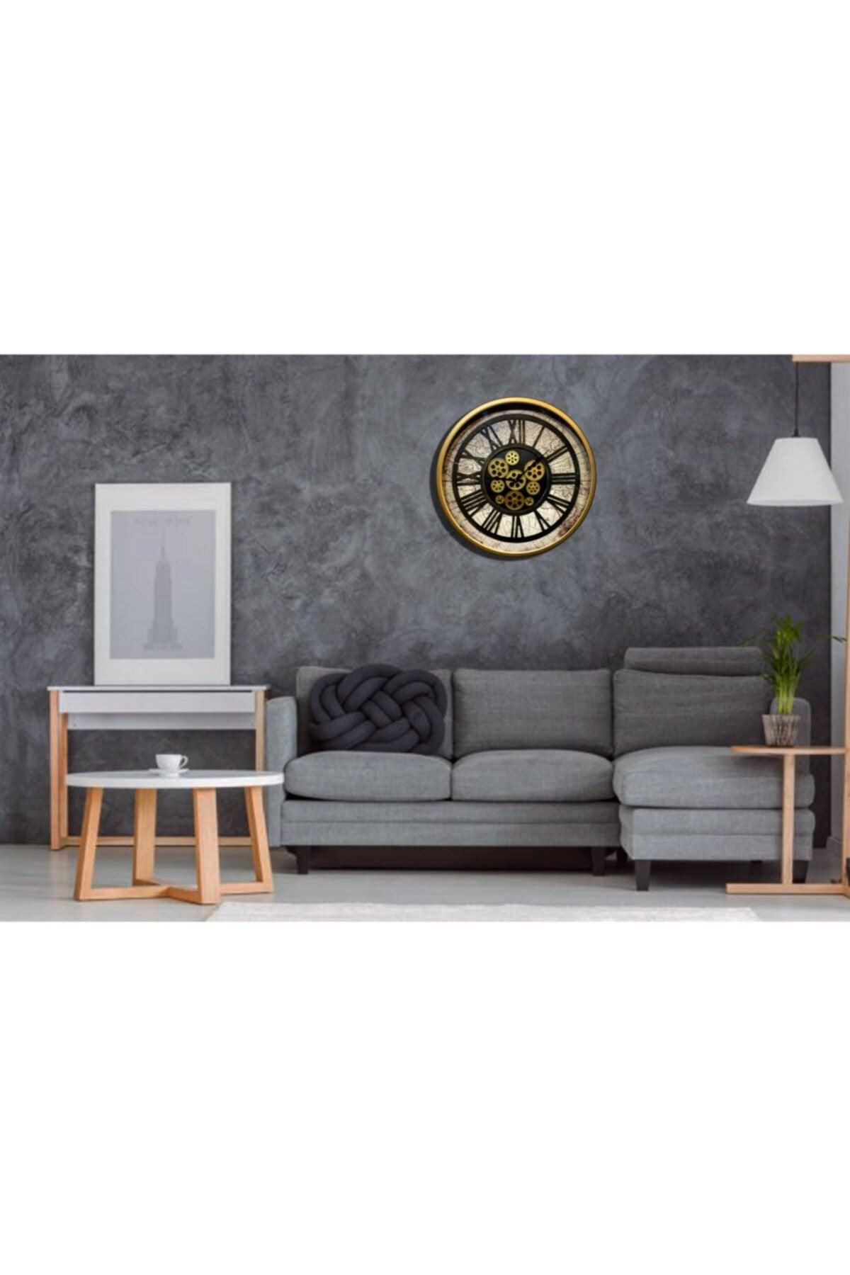 Rustic Wall Clock with Metal Oven Painted Glass and Active Wheel - Swordslife