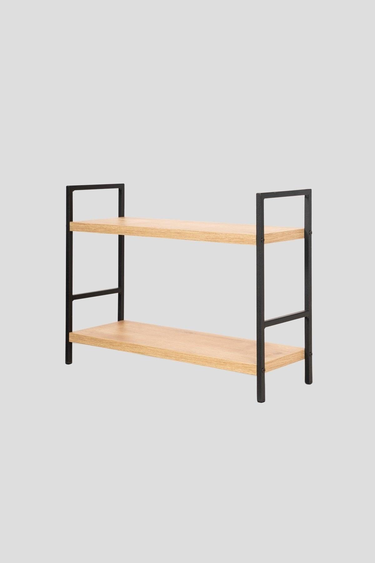 Metal Wooden Table Serving Rack With 2 Shelves