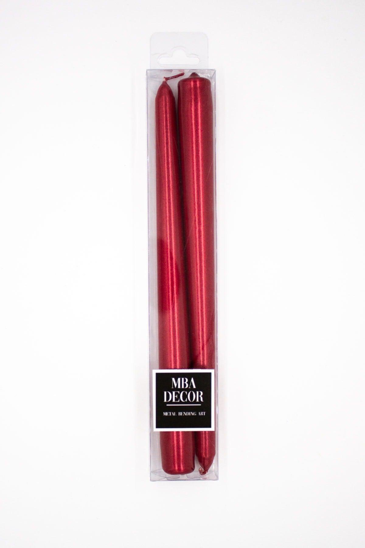 Metallic Shiny Body 1st Quality 2-Pack Long Stick Tapered Red Candlestick - Swordslife