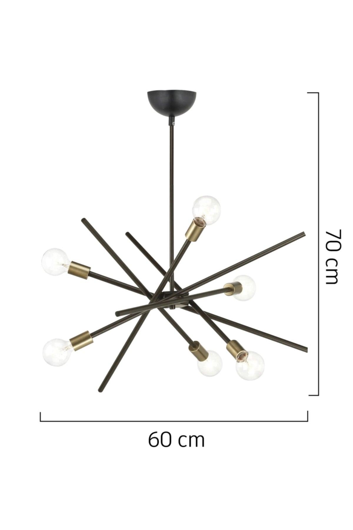 Meter 6 Pieces Black Antique Socket Pendant Lamp Modern Bedroom Kitchen Living Room Chandelier - Swordslife