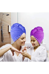 Microfiber Button Hair Towel Hair Cap