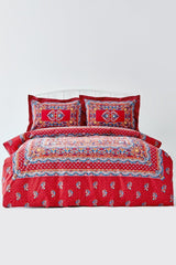 Axis Pano Red 100% Cotton Double Duvet Cover Set - Swordslife