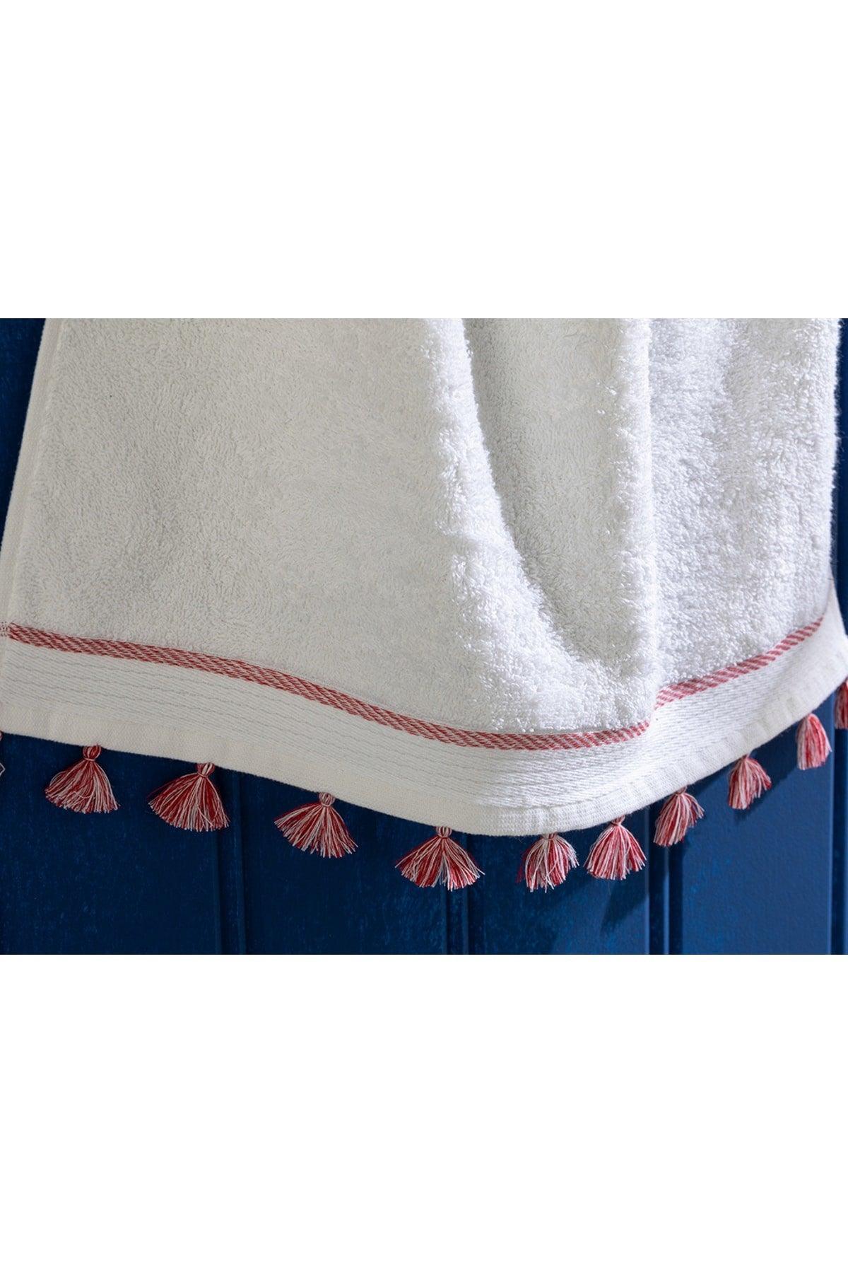 Mila Cotton Tasseled Face Towel 50x70 Cm White - Swordslife