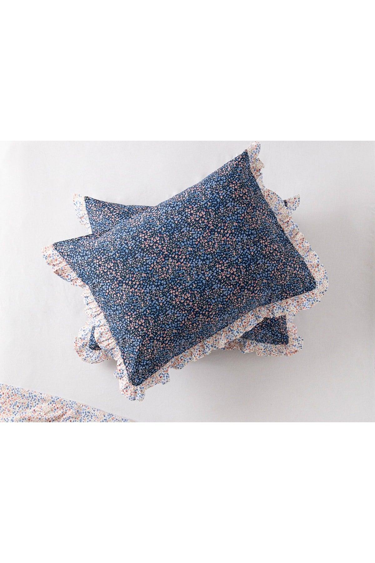 Millefleur Cotton 2-Pack Pillowcase 50x70 Cm Navy Blue - Swordslife