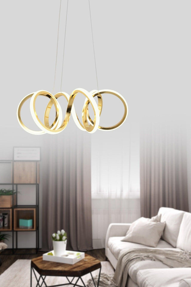 Minerva Gold Modern Anhänger Led Kronleuchter Wohnzimmer Küche Raum Hol Led Kronleuchter - Swordslife