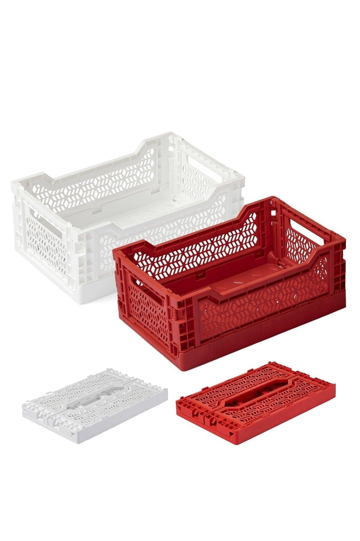 Mini Box Foldable Plastic Case 2 Pieces (red-white) - Swordslife