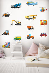 Tiny Construction Machines And Vehicles Kids Room Wall Sticker Set Wall Ornament - Swordslife