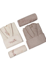 Mink-Beige Bamboo Cotton 6 Piece Family Bathrobe Set - Swordslife