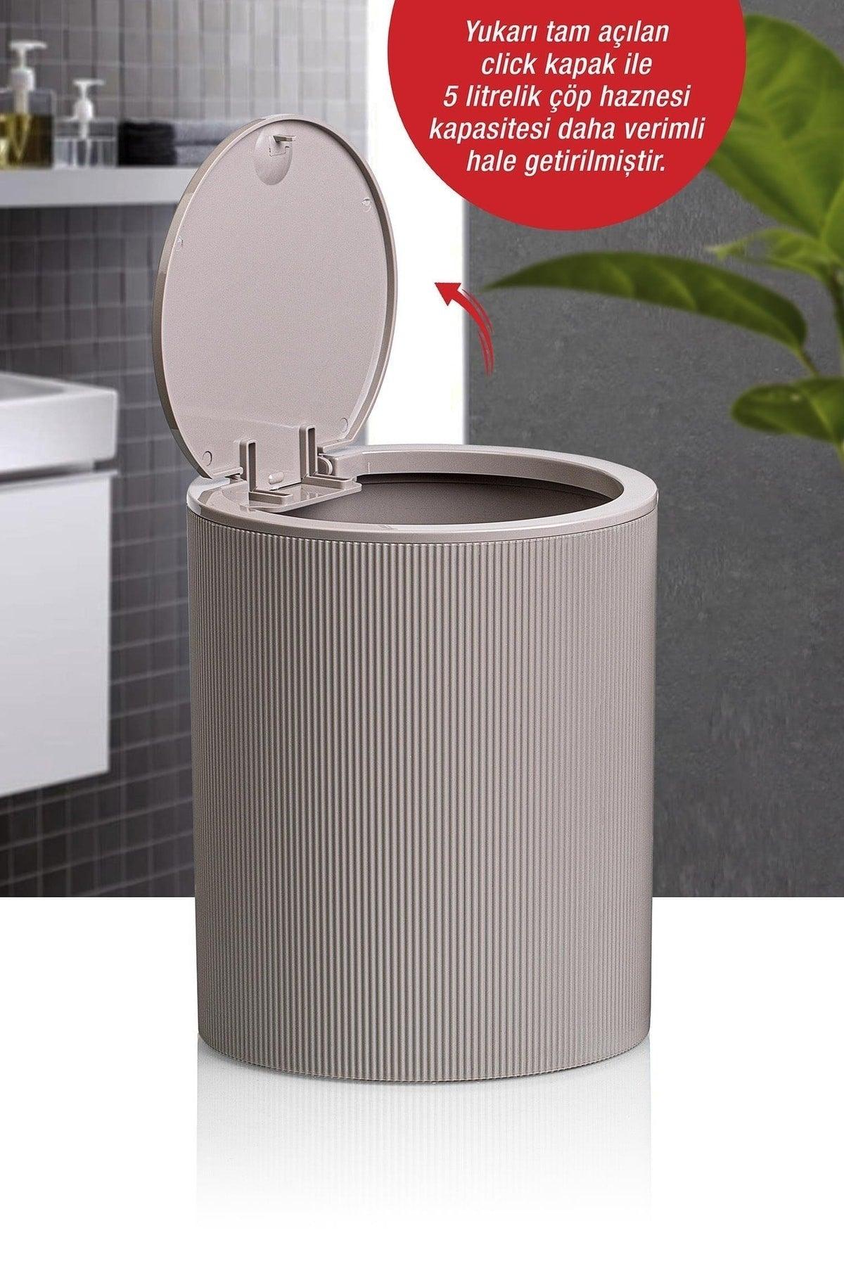 Mink Click Lid Striped Round Dustbin - Swordslife