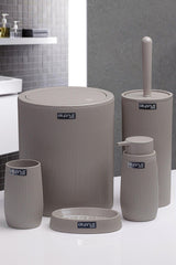 Mink Striped Round 5 Piece Bathroom Set