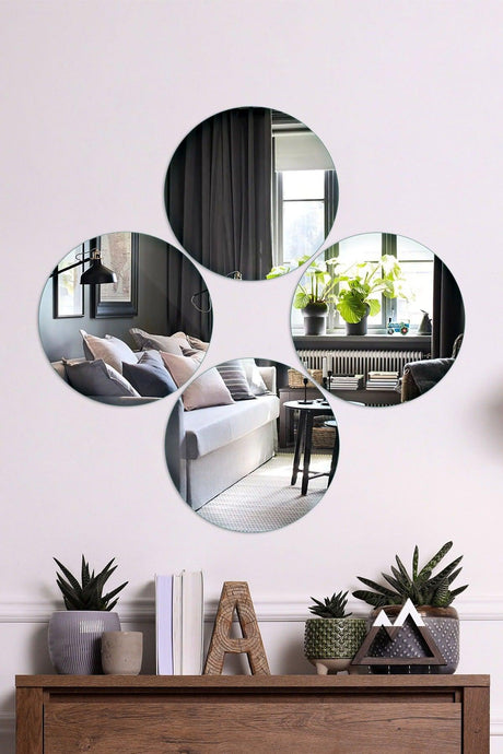 Mirror | 4 Pieces Round Decorative Wall Mirror 20cm - Swordslife