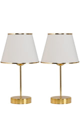 Mirza 2 Pcs Metal Leg Gold Lampshade Table Lamp Cream - Swordslife