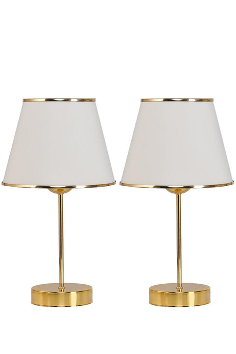 Mirza 2 Pcs Metal Leg Gold Lampshade Table Lamp Cream - Swordslife