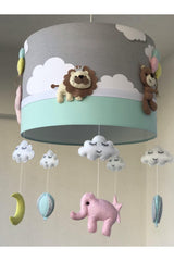 Mixed Animal Figured Pink Mint Baby Kids Room Chandelier - Swordslife