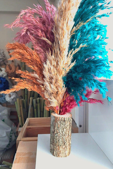 Mixed Decorative Natural Pampas Log Flower Pot, Event, Wedding & Entertainment Table Ornament & Decor - Swordslife