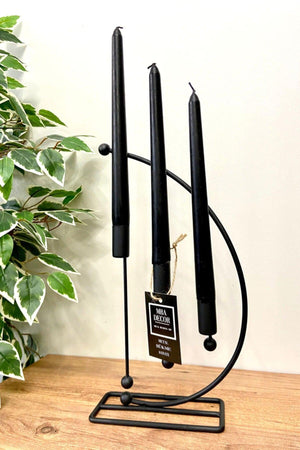 Modell Nota Metal 3 Lü Damascus Triple Kerzenhalter Dekorative Kerzenhalter 25cm Edelstahl schwarz Beschichtung Home Dekoration - Swordslife